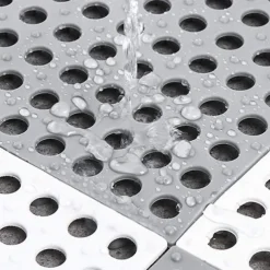 Interlocking Rubber Floor Tiles with Drain Holes DIY Size Bathroom Shower Toilet Floor Tiles Mat Interlocking Massage Soft Cushion Floor Tiles for Indoor/Outdoor