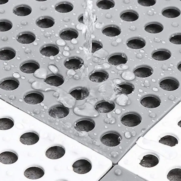 Interlocking Rubber Floor Tiles with Drain Holes DIY Size Bathroom Shower Toilet Floor Tiles Mat Interlocking Massage Soft Cushion Floor Tiles for Indoor/Outdoor