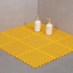 Interlocking Rubber Floor Tiles with Drain Holes DIY Size Bathroom Shower Toilet Floor Tiles Mat Interlocking Massage Soft Cushion Floor Tiles for Indoor/Outdoor