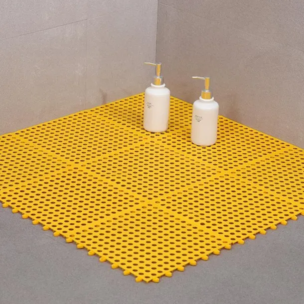 Interlocking Rubber Floor Tiles with Drain Holes DIY Size Bathroom Shower Toilet Floor Tiles Mat Interlocking Massage Soft Cushion Floor Tiles for Indoor/Outdoor