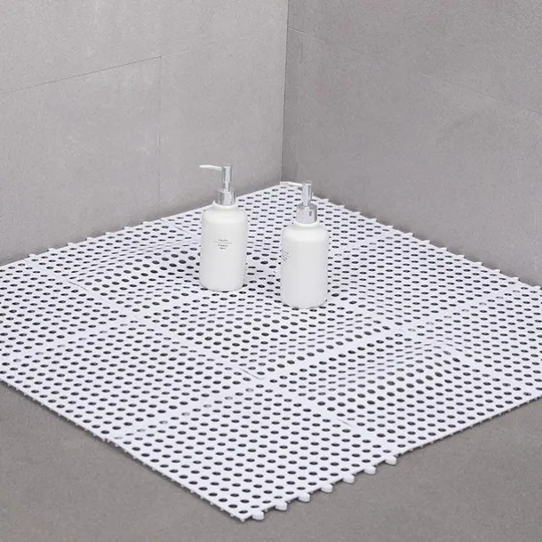 Interlocking Rubber Floor Tiles with Drain Holes DIY Size Bathroom Shower Toilet Floor Tiles Mat Interlocking Massage Soft Cushion Floor Tiles for Indoor/Outdoor