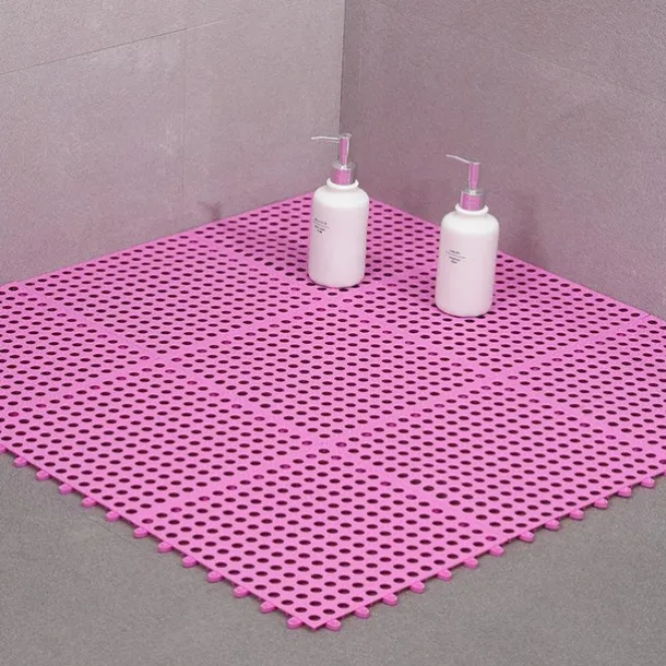 Interlocking Rubber Floor Tiles with Drain Holes DIY Size Bathroom Shower Toilet Floor Tiles Mat Interlocking Massage Soft Cushion Floor Tiles for Indoor/Outdoor