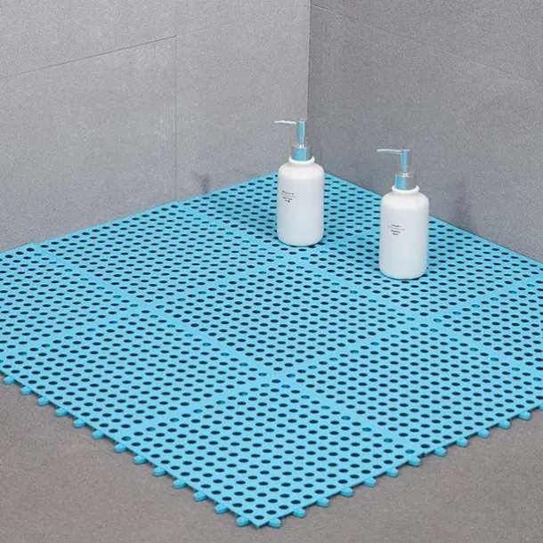 Interlocking Rubber Floor Tiles with Drain Holes DIY Size Bathroom Shower Toilet Floor Tiles Mat Interlocking Massage Soft Cushion Floor Tiles for Indoor/Outdoor