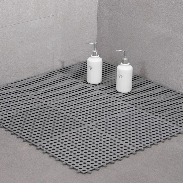 Interlocking Rubber Floor Tiles with Drain Holes DIY Size Bathroom Shower Toilet Floor Tiles Mat Interlocking Massage Soft Cushion Floor Tiles for Indoor/Outdoor