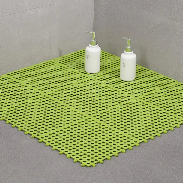 Interlocking Rubber Floor Tiles with Drain Holes DIY Size Bathroom Shower Toilet Floor Tiles Mat Interlocking Massage Soft Cushion Floor Tiles for Indoor/Outdoor