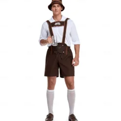International Beer Festival Oktoberfest Lederhosen Bavarian German Munich Wiesn Men's Traditional Style Cloth Blouse Shorts