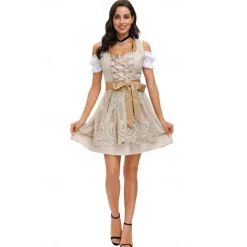 International Beer Festival Oktoberfest Dirndl Lederhosen Bavarian Couple Oktoberfest Couple German Munich Wiesn Men's Women's Traditional Style Cloth Top Dress Shorts