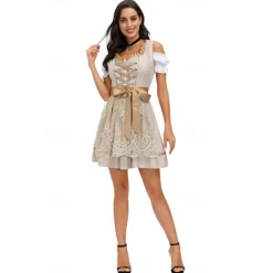 International Beer Festival Oktoberfest Dirndl Lederhosen Bavarian Couple Oktoberfest Couple German Munich Wiesn Men's Women's Traditional Style Cloth Top Dress Shorts