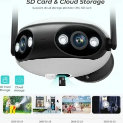 IP Camera 4K 8MP Panoramic 180° Wide View Angle Outdoor Wifi Surveillance Camera Night Vision CCTV Security Protection