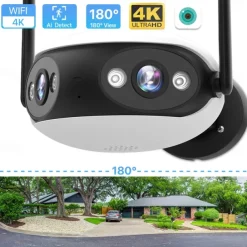 IP Camera 4K 8MP Panoramic 180° Wide View Angle Outdoor Wifi Surveillance Camera Night Vision CCTV Security Protection