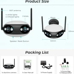 IP Camera 4K 8MP Panoramic 180° Wide View Angle Outdoor Wifi Surveillance Camera Night Vision CCTV Security Protection