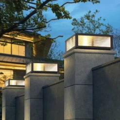 IP54 Outdoor Pillar Lights Fixtures Square Fence Column Post Lights for Courtyard Decoration Simple Pillar Lantern Pillar Lights Walkways, Garden