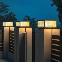 IP54 Outdoor Pillar Lights Fixtures Square Fence Column Post Lights for Courtyard Decoration Simple Pillar Lantern Pillar Lights Walkways, Garden