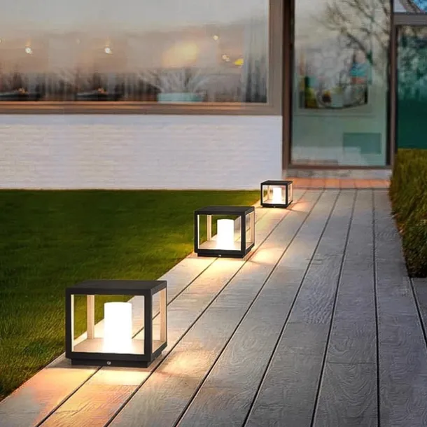 IP54 Outdoor Pillar Lights FixturesSquare Fence Column Post Lights for Courtyard Decoration Simple Pillar Lantern Pillar Lights Walkways, Garden