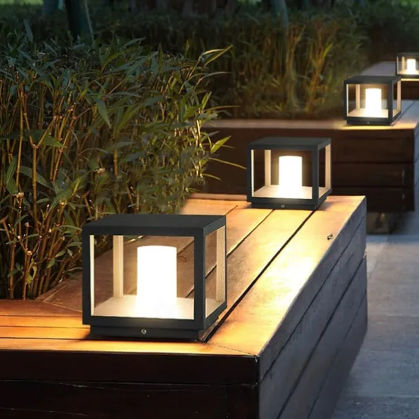 IP54 Outdoor Pillar Lights FixturesSquare Fence Column Post Lights for Courtyard Decoration Simple Pillar Lantern Pillar Lights Walkways, Garden