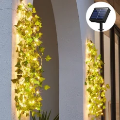 IP65 Waterproof LED Solar String Lights,Outdoor Ivy Leaf Decoration for Christmas Garden & Patio Parties