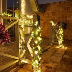 IP65 Waterproof LED Solar String Lights,Outdoor Ivy Leaf Decoration for Christmas Garden & Patio Parties
