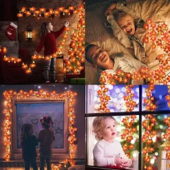 IP65 Waterproof LED Solar String Lights,Outdoor Ivy Leaf Decoration for Christmas Garden & Patio Parties