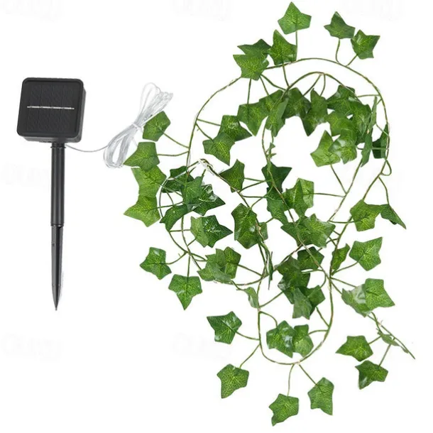 IP65 Waterproof LED Solar String Lights,Outdoor Ivy Leaf Decoration for Christmas Garden & Patio Parties