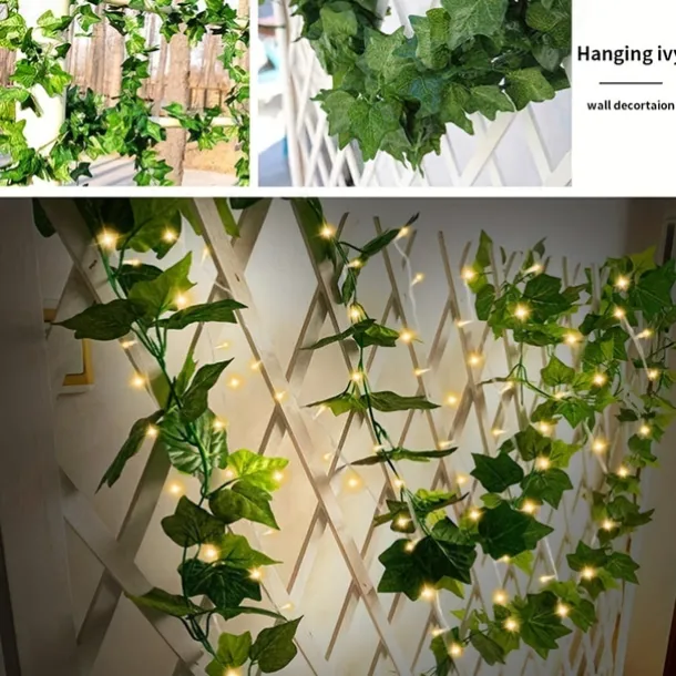 IP65 Waterproof LED Solar String Lights,Outdoor Ivy Leaf Decoration for Christmas Garden & Patio Parties