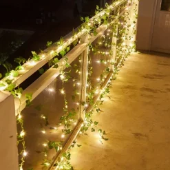 IP65 Waterproof LED Solar String Lights,Outdoor Ivy Leaf Decoration for Christmas Garden & Patio Parties