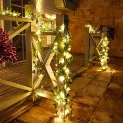 IP65 Waterproof LED Solar String Lights,Outdoor Ivy Leaf Decoration for Christmas Garden & Patio Parties