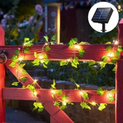IP65 Waterproof LED Solar String Lights,Outdoor Ivy Leaf Decoration for Christmas Garden & Patio Parties