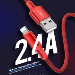 iPhone Charger 3.3ft 6.6ft ROCK Lightning Cable iPhone Charging Cord 2.4A Fast Charging Nylon Braided USB Cable Compatible with iPhone 14 Pro Max 13 Pro 12 11 XS Max 8 Plus 7