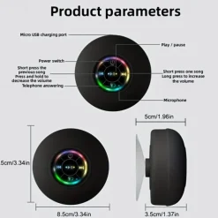 IPX4 Waterproof Speaker Portable Wireless Speaker With Suction Cup USB Rechargeable for Party Bathroom Travel Home And Outdoor (Suction Cups Must Be On A Smooth Surface To Use)