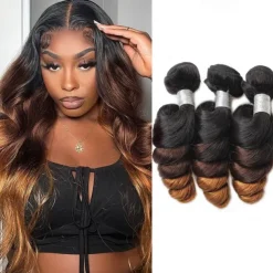 Ishow Hair T1B/4/30 Ombre Loose Wave Human Hair Bundles Brazilian Hair Weave Loose Wave Bundles 100% Human Hair Extensions