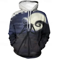Jack Skellington Hoodie Cartoon Manga Anime 3D Front Pocket Graphic Kangaroo Pocket For Couple's Men's Women's Adults' Halloween Carnival Masquerade 3D Print Casual Daily