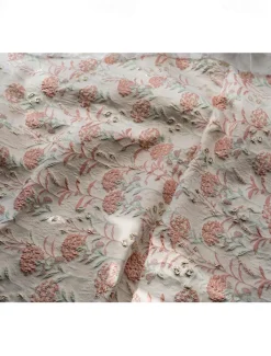 Jacquard A-Line Evening Gown Floral Elegant Dress Formal Wedding Floor Length Sleeveless V Neck Nylon with Slit Pocket Wedding Guest Dress