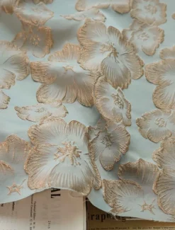 Jacquard Brocade Floral A-Line Evening Gown Elegant Dress Formal Wedding Floor Length Sleeveless V Neck Nylon with Slit Pocket Wedding Guest Dress