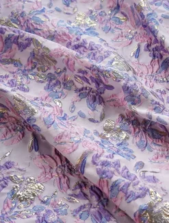 Jacquard Brocade Floral A-Line Evening Gown Elegant Dress Formal Wedding Floor Length Sleeveless V Neck Nylon with Slit Pocket Wedding Guest Dress