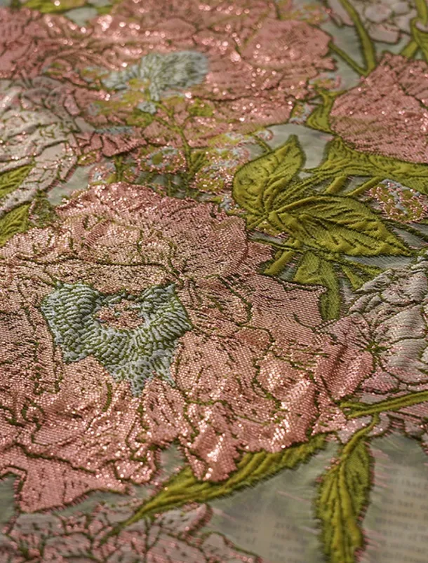 Jacquard Brocade Floral A-Line Evening Gown Elegant Dress Formal Wedding Floor Length Sleeveless V Neck Nylon with Slit Pocket Wedding Guest Dress