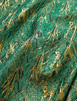 Jacquard Brocade Floral A-Line Evening Gown Elegant Dress Formal Wedding Floor Length Sleeveless V Neck Nylon with Slit Pocket Wedding Guest Dress