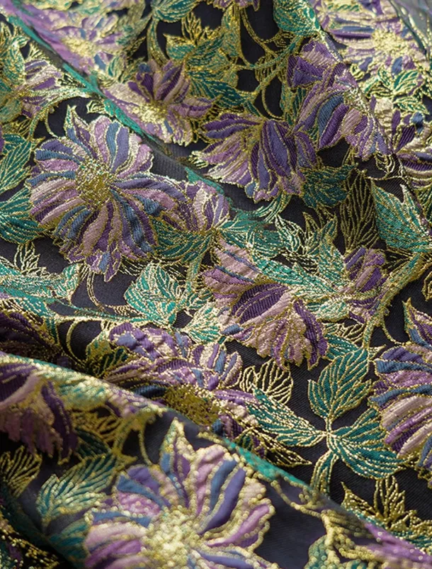 Jacquard Brocade Floral A-Line Evening Gown Elegant Dress Formal Wedding Floor Length Sleeveless V Neck Nylon with Slit Pocket Wedding Guest Dress