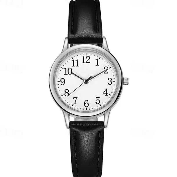 Japan Movement Women Quartz Watch Easy to Read Arabic Numerals Simple Dial PU leather strap Laides Clock