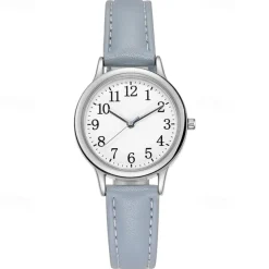 Japan Movement Women Quartz Watch Easy to Read Arabic Numerals Simple Dial PU leather strap Laides Clock