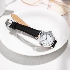 Japan Movement Women Quartz Watch Easy to Read Arabic Numerals Simple Dial PU leather strap Laides Clock