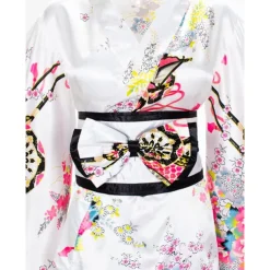 Japanese Anime Women's Kimono Robe Geisha Yukata Sweet Dress Blossom Satin Bathrobe Sleepwear Fans Socks Hair Accessories Purse 5 PCS