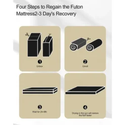 Japanese Futon MattressFloor Mattress Thicken Sleeping Mattress Foldable & Portable Roll Up Dormitory Mattress Tatami MatFullTwinQueenGrey