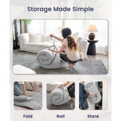 Japanese Futon MattressFloor Mattress Thicken Sleeping Mattress Foldable & Portable Roll Up Dormitory Mattress Tatami MatFullTwinQueenGrey