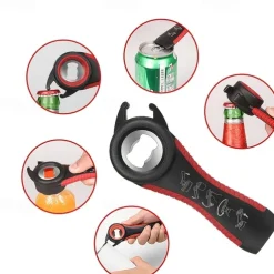 Jar Opener 5 in 1 Multi Function Can Opener Bottle Opener Kit with Silicone Handle Easy to Use for Children Elderly and Arthritis Sufferers