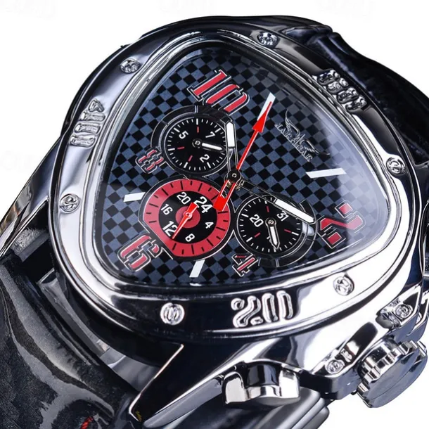 Jaragar Men Mechanical Watch Luxury Large Dial Fashion Business Automatic Self-winding Luminous Waterproof Leather Watch