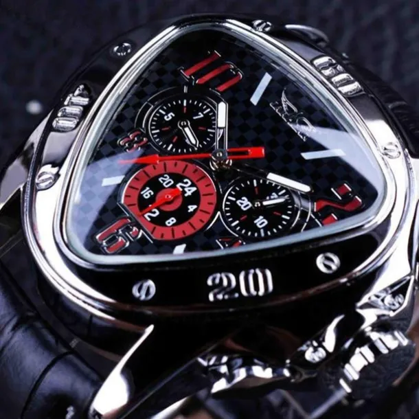 Jaragar Men Mechanical Watch Luxury Large Dial Fashion Business Automatic Self-winding Luminous Waterproof Leather Watch