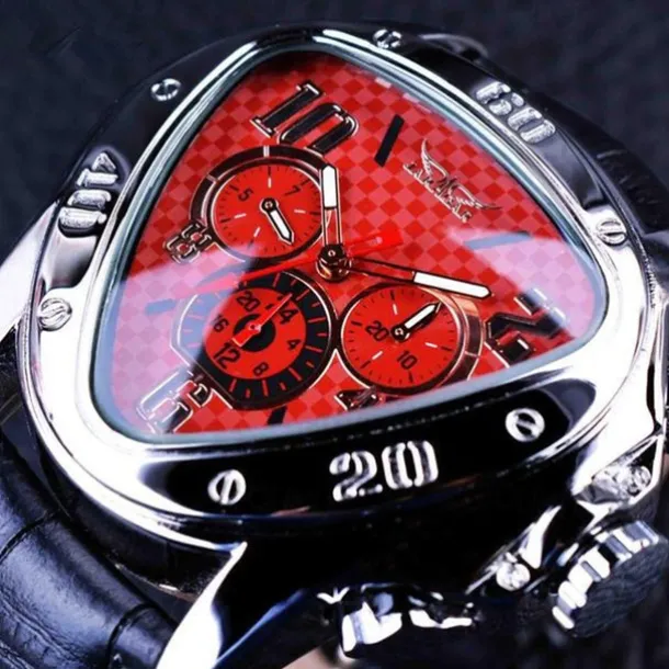 Jaragar Men Mechanical Watch Luxury Large Dial Fashion Business Automatic Self-winding Luminous Waterproof Leather Watch