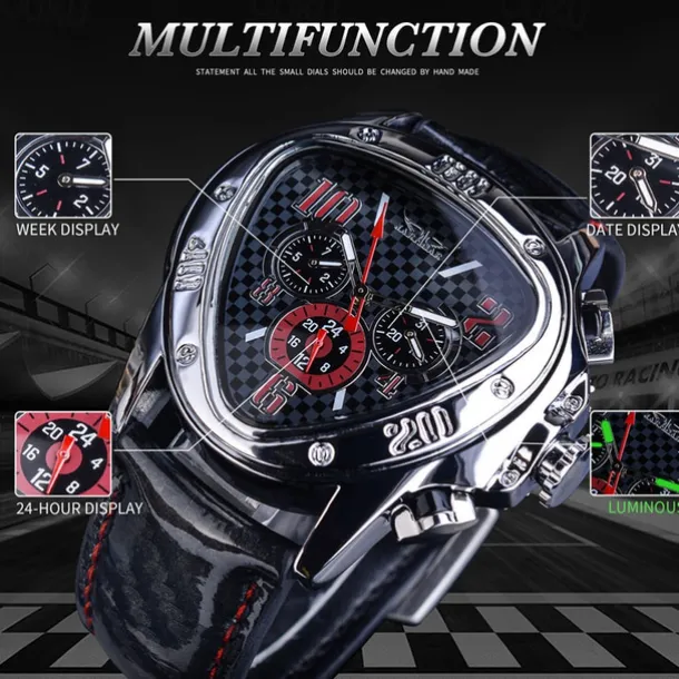 Jaragar Men Mechanical Watch Luxury Large Dial Fashion Business Automatic Self-winding Luminous Waterproof Leather Watch