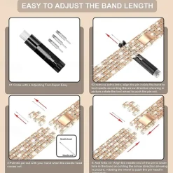 Jewelry Bracelet Compatible with Apple Watch band 38mm 40mm 41mm 42mm 44mm 45mm 49mm with Case Women Bling Diamond Stainless Steel Rhinestone Strap Replacement Wristband for iwatch Ultra 2 Series 9 8