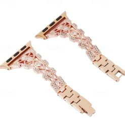 Jewelry Bracelet Compatible with Apple Watch band 38mm 40mm 41mm 42mm 44mm 45mm 49mm Bling Diamond Adjustable Breathable Stainless Steel Rhinestone Strap Replacement Wristband for iwatch Ultra 2